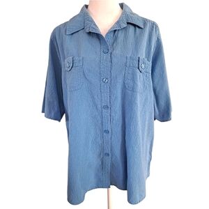 [White Stag] Women's Short Sleeve Camp Shirt Lakewashed Blue Size Medium…